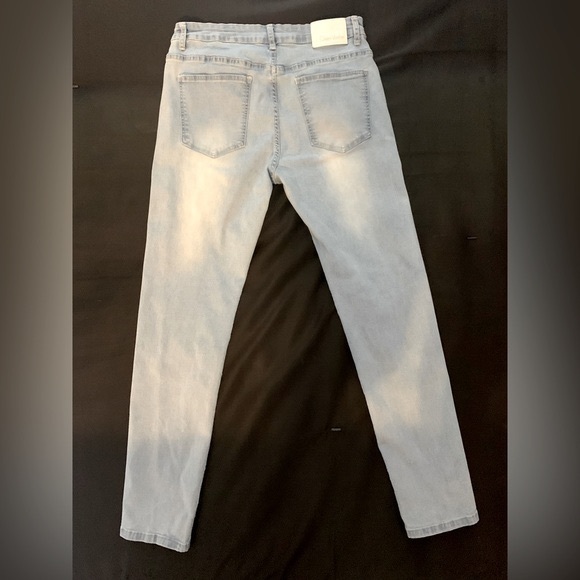 Qazel Vorrlon Men's Blue Skinny Jeans Stretch Washed Slim Fit Pencil Pants - Picture 2 of 13